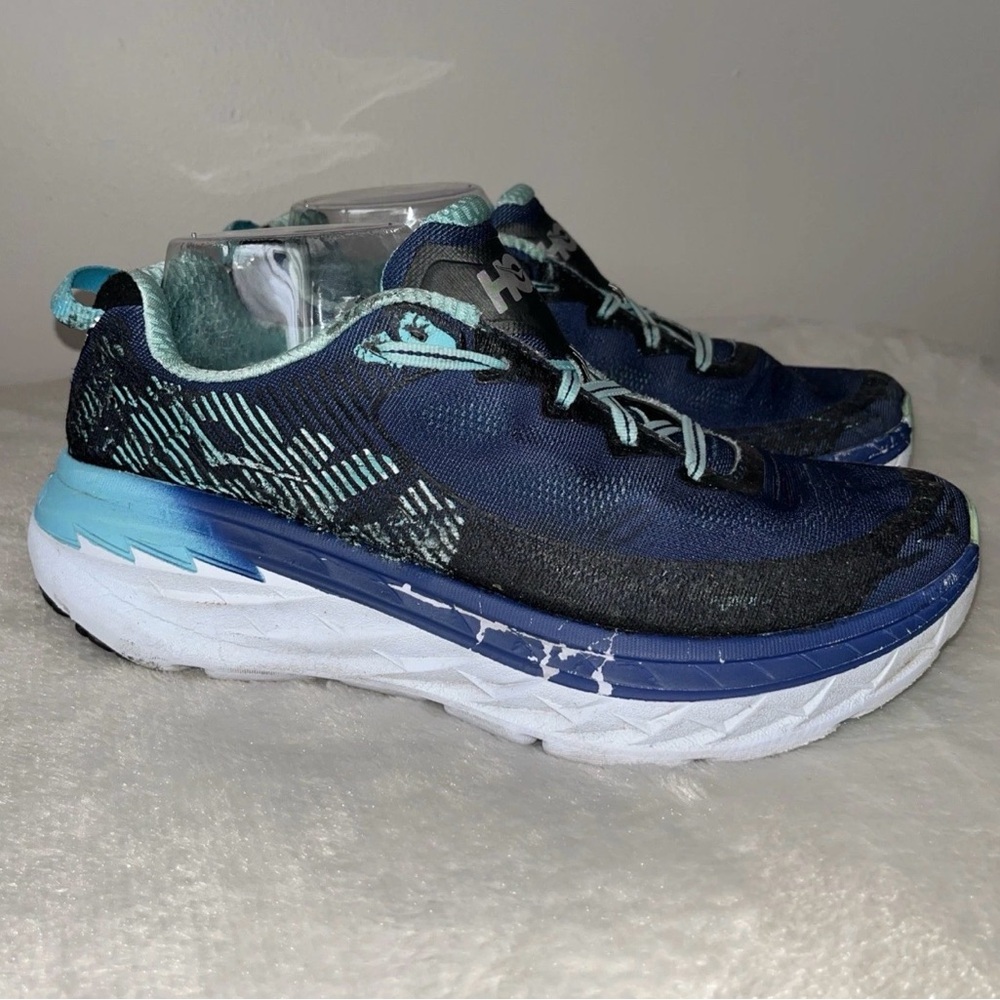 Hoka‎ One One Bondi 5 Womens 9.5 Blue Lace Up Athletic Running Shoes Sneakers. - Picture 2 of 16